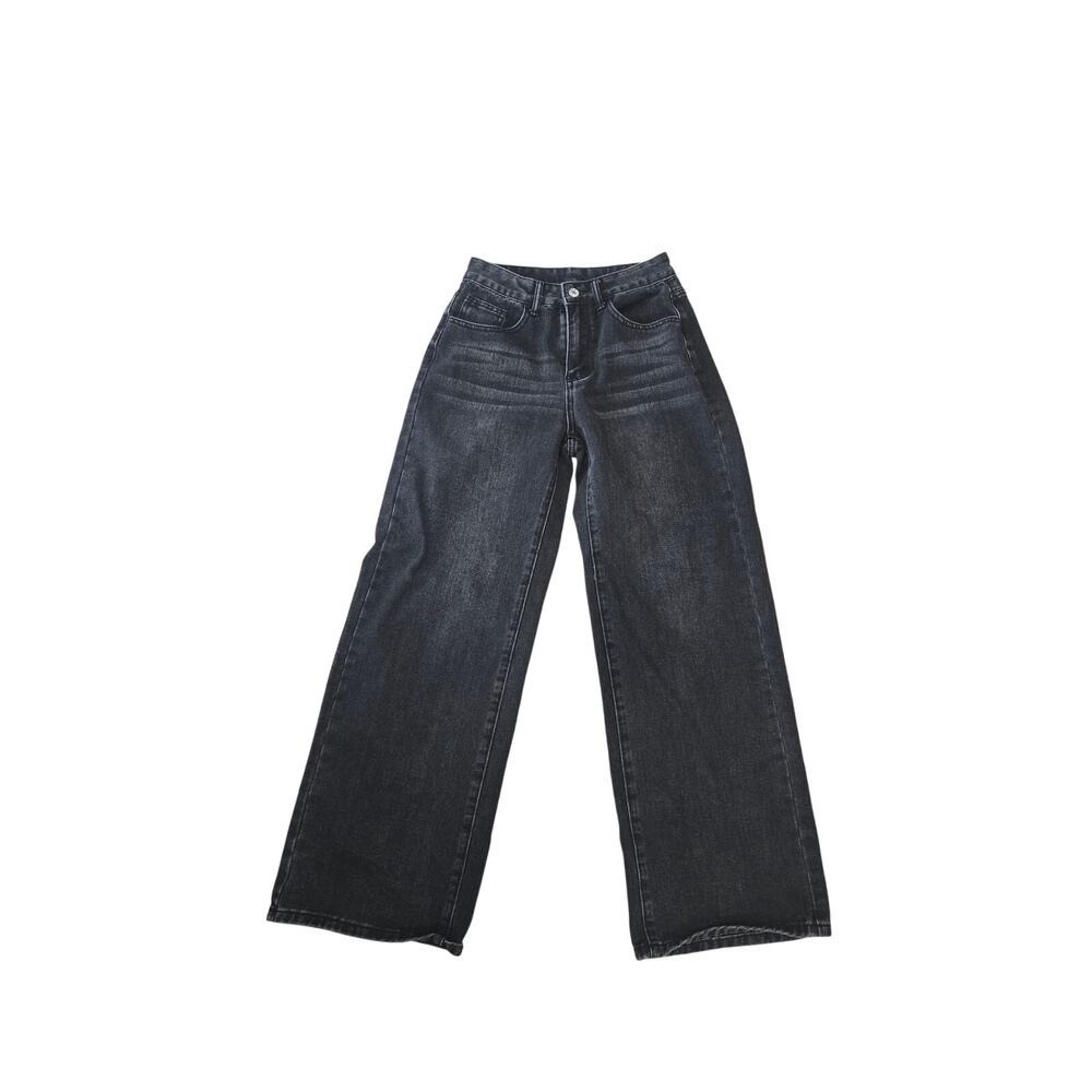 SHEIN Black Wide Leg High Waisted Spider Graphic Jeans Size 26